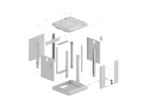 Комуникационен шкаф, Lanberg rack cabinet 10" wall-mount 6U/300x300 (flat pack) with glass door grey - image 9
