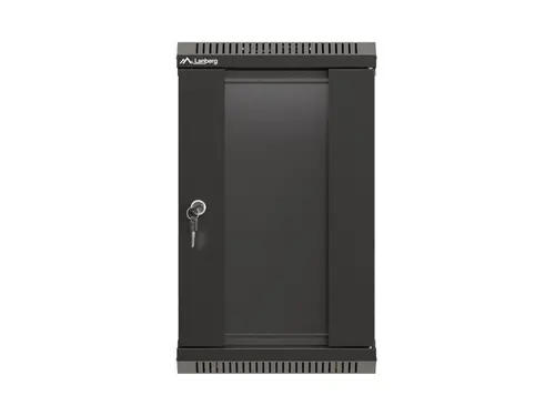 Комуникационен шкаф, Lanberg rack cabinet 10" wall-mount 9U/300x300 (flat pack) with glass door black - image 1