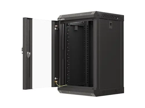 Комуникационен шкаф, Lanberg rack cabinet 10" wall-mount 9U/300x300 (flat pack) with glass door black - image 7
