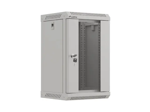 Dulap de comunicații, Lanberg rack cabinet 10" de perete 9U/300x300 (flat pack) cu ușă din sticlă gri