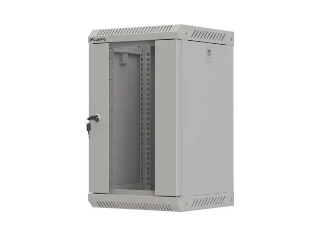 Комуникационен шкаф, Lanberg rack cabinet 10" wall-mount 9U/300x300 (flat pack) with glass door grey - image 2
