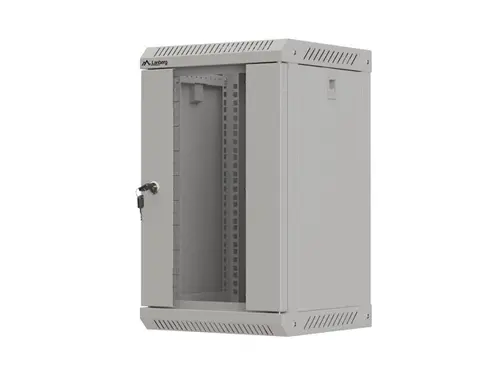 Комуникационен шкаф, Lanberg rack cabinet 10" wall-mount 9U/300x300 (flat pack) with glass door grey - image 2