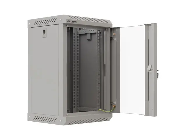 Dulap de comunicații, Lanberg rack cabinet 10" de perete 9U/300x300 (flat pack) cu ușă din sticlă gri - image 3