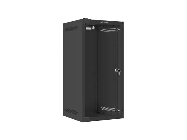 Dulap de comunicații, Lanberg rack 10" montaj pe perete 12U/280x310 (flat pack) cu ușă de sticlă, negru