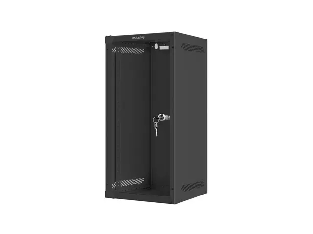 Комуникационен шкаф, Lanberg rack cabinet 10" wall-mount 12U/280x310 (flat pack) with glass door black - image 3