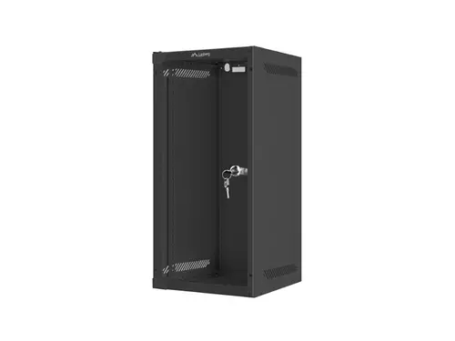 Dulap de comunicații, Lanberg rack 10" montaj pe perete 12U/280x310 (flat pack) cu ușă de sticlă, negru - 4