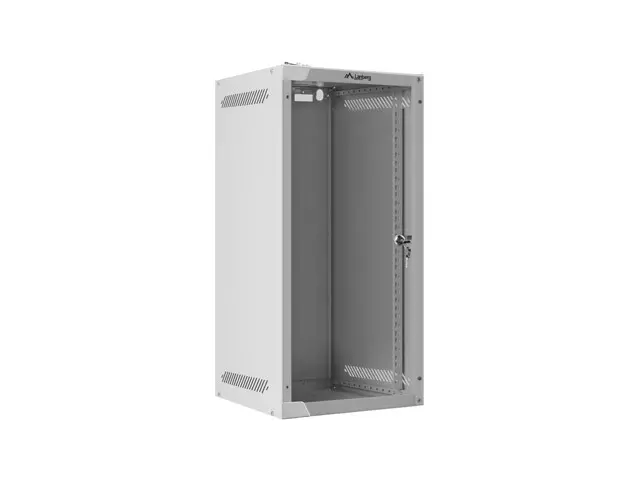 Комуникационен шкаф, Lanberg rack cabinet 10" wall-mount 12U/280x310 for self-assembly with glass door grey (flat pack)