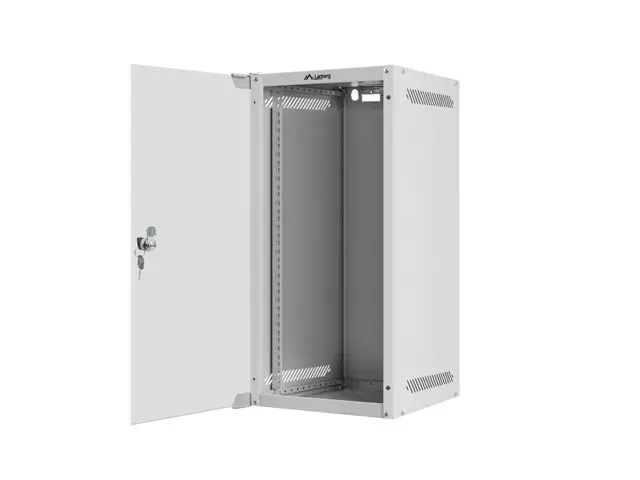 Комуникационен шкаф, Lanberg rack cabinet 10" wall-mount 12U/280x310 for self-assembly with glass door grey (flat pack) - image 4