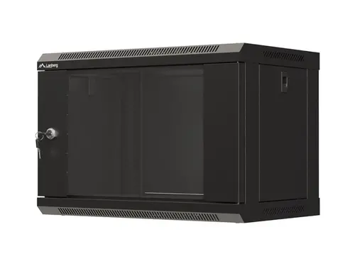 Комуникационен шкаф, Lanberg rack cabinet 19" wall-mount 6U/540x350 (flat pack) with glass door black - image 6