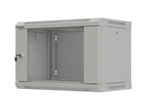 Комуникационен шкаф, Lanberg rack cabinet 19" wall-mount 6U/540x350 (flat pack) with glass door grey - image 1