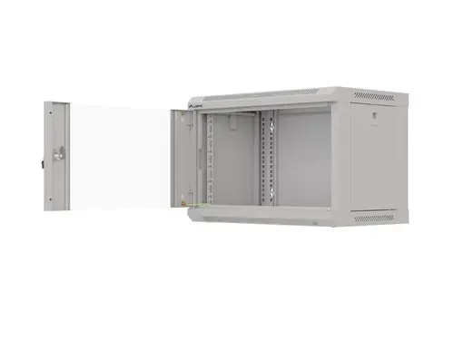 Комуникационен шкаф, Lanberg rack cabinet 19" wall-mount 6U/540x350 (flat pack) with glass door grey - image 4
