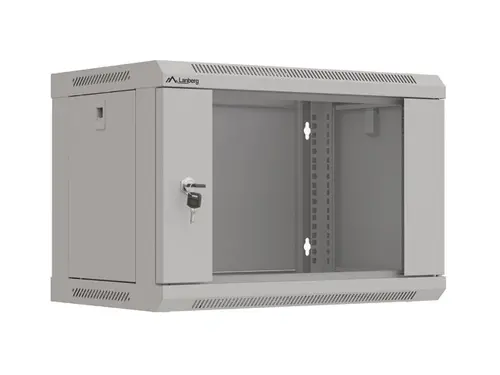Комуникационен шкаф, Lanberg rack cabinet 19" wall-mount 6U/540x350 (flat pack) with glass door grey