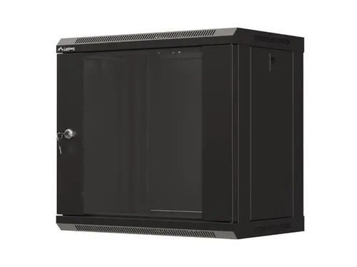Комуникационен шкаф, Lanberg rack cabinet 19" wall-mount 9U/540x350 (flat pack) with glass door black - image 1