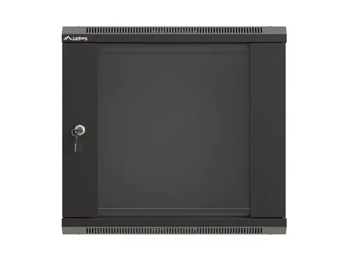 Комуникационен шкаф, Lanberg rack cabinet 19" wall-mount 9U/540x350 (flat pack) with glass door black - image 2