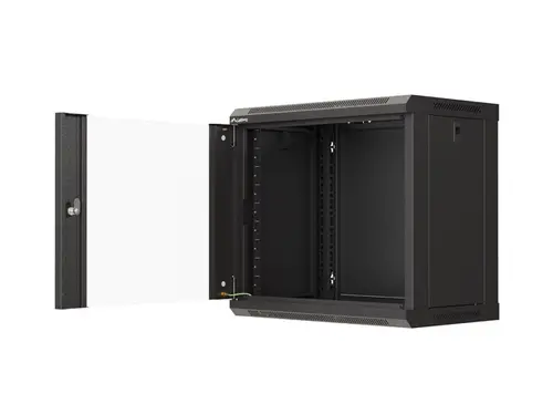 Комуникационен шкаф, Lanberg rack cabinet 19" wall-mount 9U/540x350 (flat pack) with glass door black - image 4