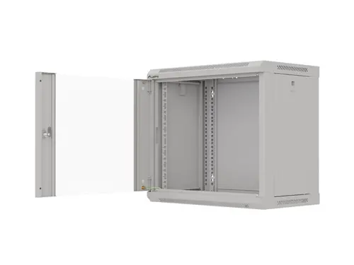 Комуникационен шкаф, Lanberg rack cabinet 19" wall-mount 9U/540x350 (flat pack) with glass door grey - image 4