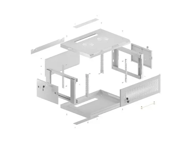 Ερμάριο επικοινωνιών, Lanberg rack 19" επιτοίχιο 4U/600x450 με διάτρητη πόρτα, γκρι (flat pack) - image 11