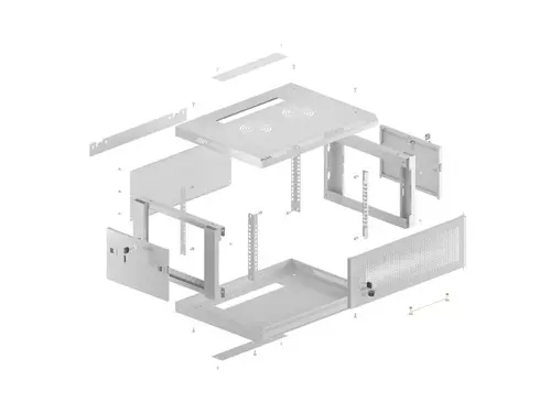 Комуникационен шкаф, Lanberg rack cabinet 19" wall-mount 4U/600x450 with perforated door grey (flat pack) - image 11