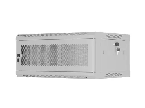 Комуникационен шкаф, Lanberg rack cabinet 19" wall-mount 4U/600x450 with perforated door grey (flat pack) - image 1