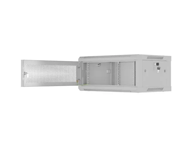 Dulap de comunicații, Lanberg rack 19" montaj pe perete 4U/600x450 cu ușă perforată, gri (flat pack) - image 2