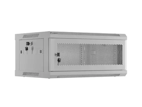 Комуникационен шкаф, Lanberg rack cabinet 19" wall-mount 4U/600x450 with perforated door grey (flat pack)