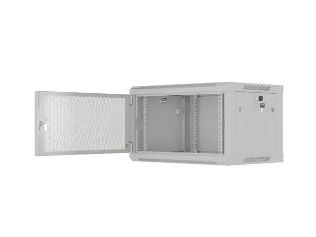 Ερμάριο επικοινωνιών, Lanberg rack cabinet 19" επιτοίχιο 6U/600x450 με διάτρητη πόρτα γκρι (flat pack) - image 3