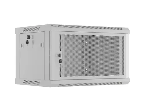 Комуникационен шкаф, Lanberg rack cabinet 19" wall-mount 6U/600x450 with perforated door grey (flat pack)