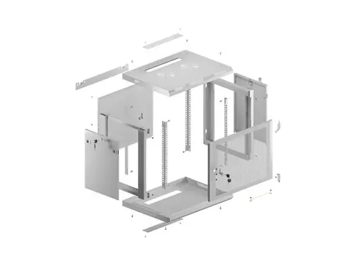 Комуникационен шкаф, Lanberg rack cabinet 19" wall-mount 9U/600x450 with perforated door grey (flat pack) - image 8