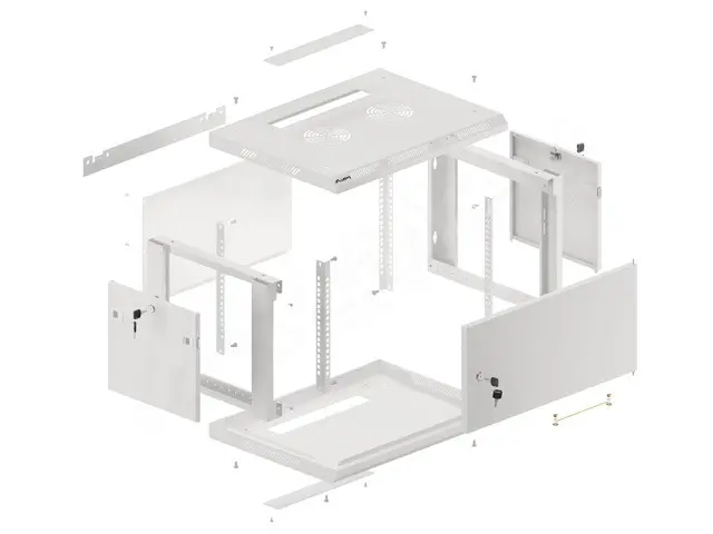 Ερμάριο επικοινωνιών, Lanberg rack 19" επιτοίχιο 6U/600x450 για αυτοσυναρμολόγηση με μεταλλική πόρτα, γκρι (flat pack) - image 14
