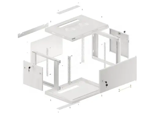 Ερμάριο επικοινωνιών, Lanberg rack 19" επιτοίχιο 6U/600x450 για αυτοσυναρμολόγηση με μεταλλική πόρτα, γκρι (flat pack) - 15