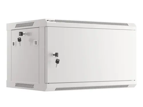 Ερμάριο επικοινωνιών, Lanberg rack 19" επιτοίχιο 6U/600x450 για αυτοσυναρμολόγηση με μεταλλική πόρτα, γκρι (flat pack) - 1