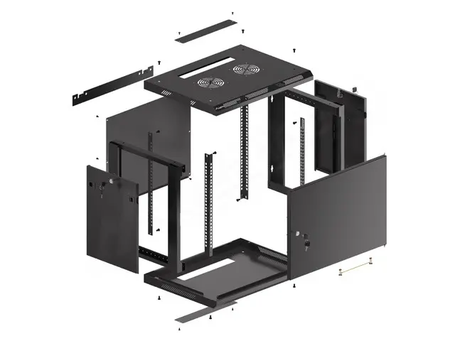 Комуникационен шкаф, Lanberg rack cabinet 19" wall-mount 9U/600x450 for self-assembly with metal door black (flat pack) - image 14