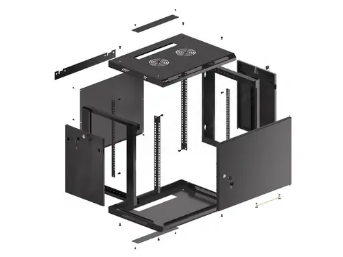 Комуникационен шкаф, Lanberg rack cabinet 19" wall-mount 9U/600x450 for self-assembly with metal door  black (flat pack) - image 14