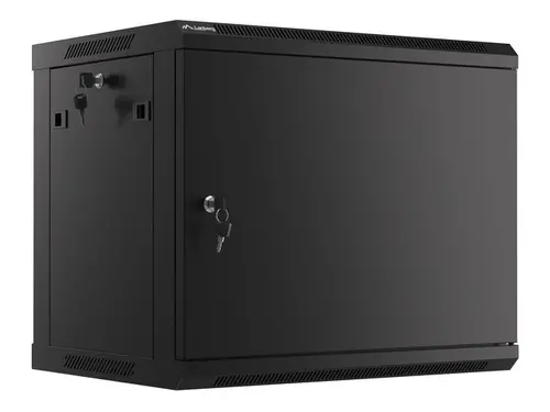 Комуникационен шкаф, Lanberg rack cabinet 19" wall-mount 9U/600x450 for self-assembly with metal door  black (flat pack)