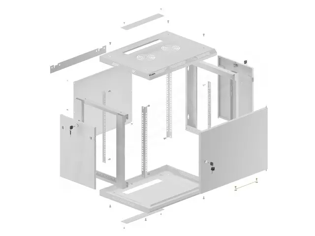 Комуникационен шкаф, Lanberg rack cabinet 19" wall-mount 9U/600x450 for self-assembly with metal door grey (flat pack) - image 7