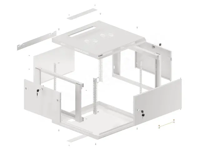 Dulap de comunicații, Lanberg rack 19" montaj pe perete 6U/600x600 pentru autoasamblare cu ușă metalică, gri (flat pack) - image 7