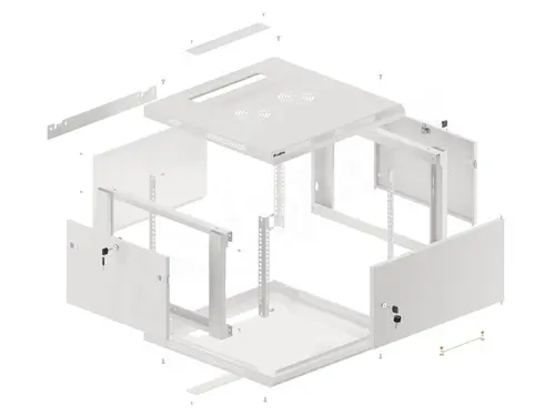 Ερμάριο επικοινωνιών, Lanberg rack 19" επιτοίχιο 6U/600x600 για αυτοσυναρμολόγηση με μεταλλική πόρτα, γκρι (flat pack) - 8