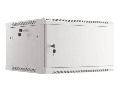 Dulap de comunicații, Lanberg rack 19" montaj pe perete 6U/600x600 pentru autoasamblare cu ușă metalică, gri (flat pack) - 1
