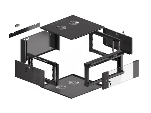 Комуникационен шкаф, Lanberg rack cabinet 19" wall-mounted 4U 600 fast assembly (flat pack) black - image 9