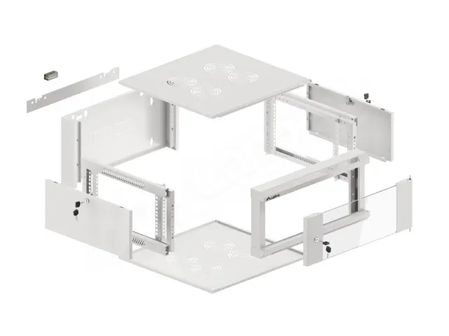 Комуникационен шкаф, Lanberg rack cabinet 19" wall-mounted 4U 600 fast assembly (flat pack) grey - image 8