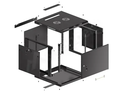 Комуникационен шкаф, Lanberg rack cabinet 19" wall-mount 9U/600x600 for self-assembly with metal door black (flat pack) - image 7