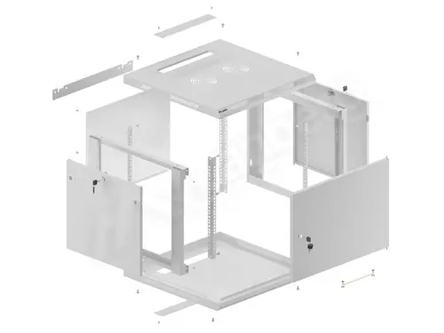 Комуникационен шкаф, Lanberg rack cabinet 19" wall-mount 9U/600x600 for self-assembly with metal door grey (flat pack) - image 10