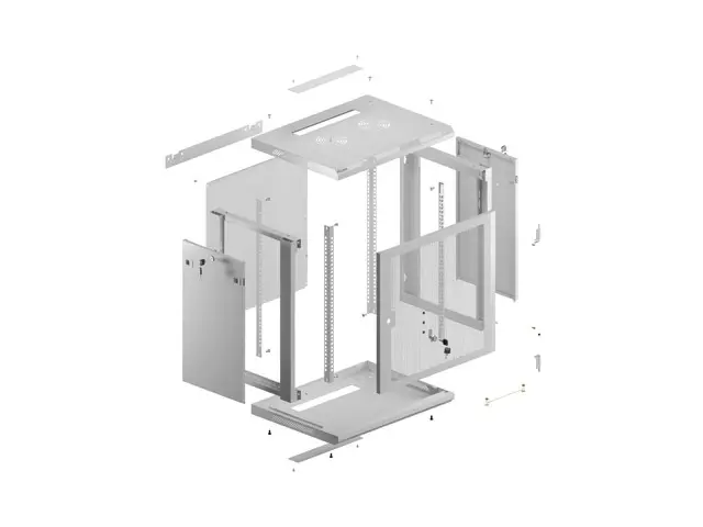 Dulap de comunicații, Lanberg dulap rack 19" de perete 12U/600x450 cu ușă perforată gri (flat pack) - image 11