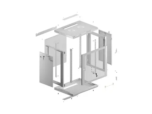 Комуникационен шкаф, Lanberg rack cabinet 19" wall-mount 12U/600x450 with perforated door grey (flat pack) - image 11