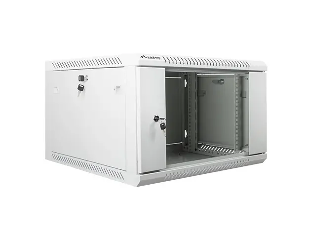 Dulap de comunicații, Lanberg rack 19" pentru montare pe perete 6U / 600x600 pentru autoasamblare (flat pack), gri