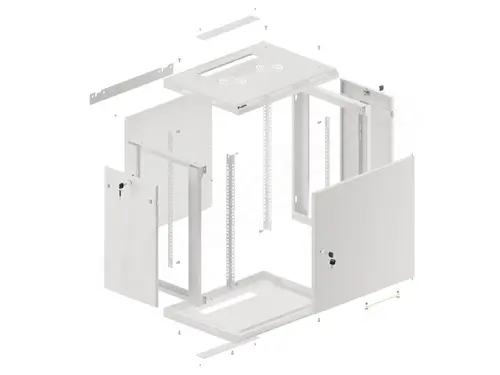 Комуникационен шкаф, Lanberg rack cabinet 19" wall-mount 12U/600x450 for self-assembly with metal door grey (flat pack) - image 11