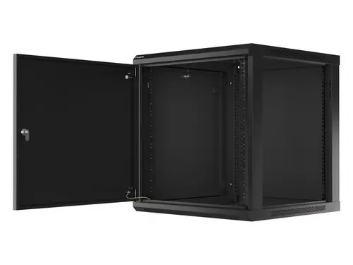 Ερμάριο επικοινωνιών, Lanberg rack 19" επιτοίχιο 12U/600x600 για αυτοσυναρμολόγηση με μεταλλική πόρτα, μαύρο (flat pack) - 2