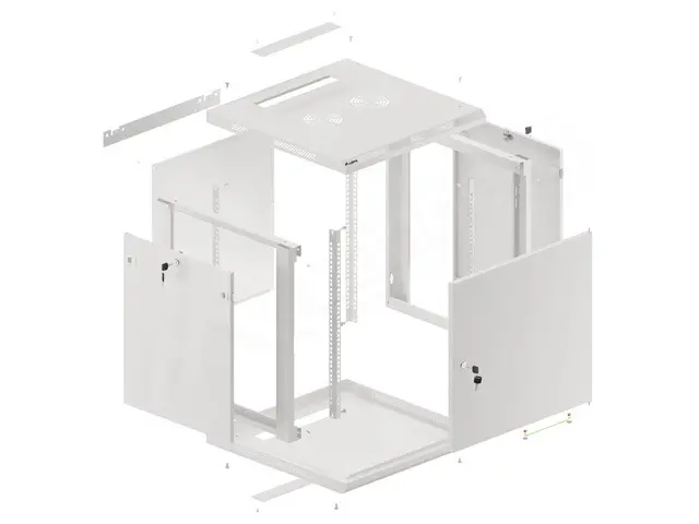 Комуникационен шкаф, Lanberg rack cabinet 19" wall-mount 12U/600x600 for self-assembly with metal door grey (flat pack) - image 5