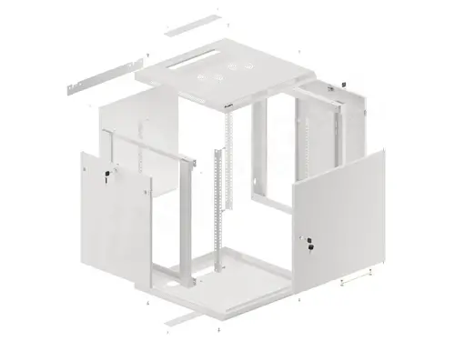 Комуникационен шкаф, Lanberg rack cabinet 19" wall-mount 12U/600x600 for self-assembly with metal door grey (flat pack) - image 5