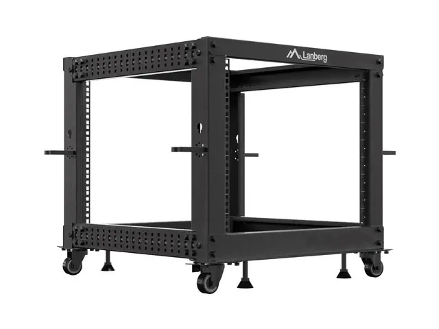 Dulap de comunicații, Lanberg rack deschis 19" 9U 600x600-1100 reglabil, negru